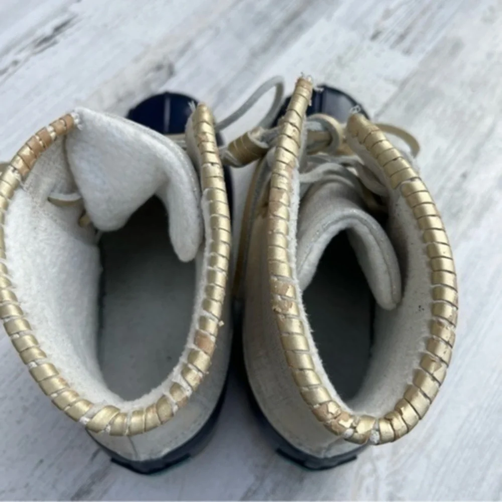 Jack Rogers‎ Boots Size 7 Womens Chloe Duck Outdoor Rain Gold Shimmer Blue